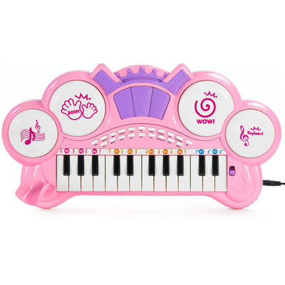 24-Key Kids Musical Electronic Keyboard w/ Drums, Microphone, MP3 - Pink