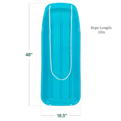 48in Kids Toboggan Snow Sled Board w/ Pull Rope, Curved Edges