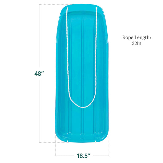 48in Kids Toboggan Snow Sled Board w/ Pull Rope, Curved Edges