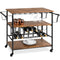 45in Industrial Wood Shelf Bar & Wine Cart w/ Bottle & Glass Racks