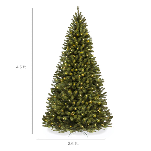 Pre-Lit Artificial Green Spruce Christmas Tree, w/Easy Assembly