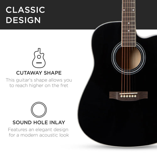 Full Size Beginner Acoustic Guitar Set with Case, Strap, Capo - 41in