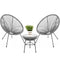 3-Piece All-Weather Patio Acapulco Bistro Set w/ Rope, Glass Top Table