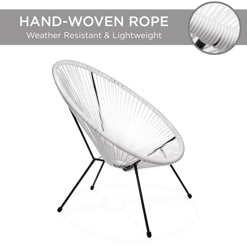 3-Piece All-Weather Patio Acapulco Bistro Set w/ Rope, Glass Top Table