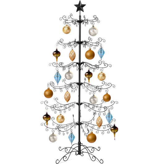Wrought Iron Christmas Tree Ornament Display w/ Easy Assembly, Stand - 6ft