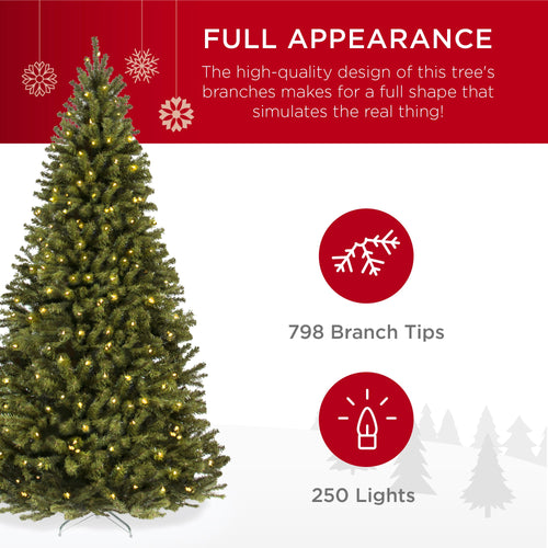 Pre-Lit Artificial Green Spruce Christmas Tree, w/Easy Assembly