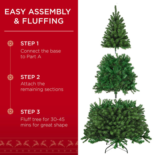 Pre-Lit Artificial Green Spruce Christmas Tree, w/Easy Assembly