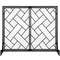 2-Panel Wrought Iron Geometric Fireplace Screen w/ Magnetic Doors - 44x33in