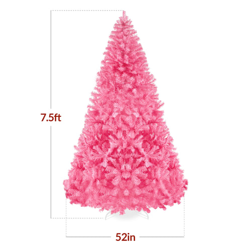 Artificial Pink Christmas Tree, Unlit Pine Design w/Easy Assembly