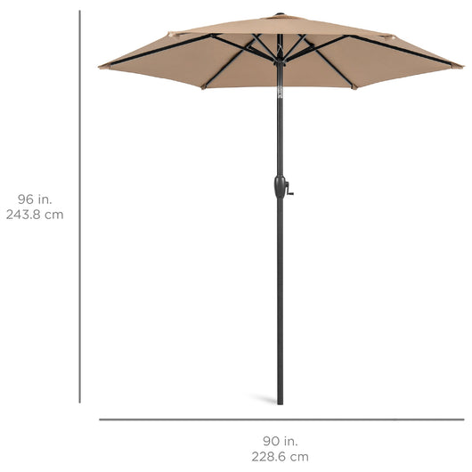 Outdoor Market Patio Umbrella w/ Push Button Tilt, Crank Lift - 7.5ft