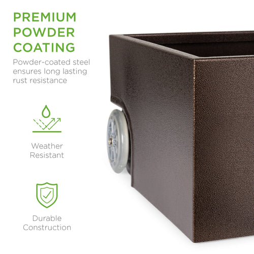 Portable Steel Umbrella Base Stand Up to 150 lbs w/ Fillable Planter, Wheels