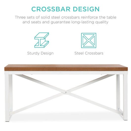 3-Piece Bench Style Dining Furniture Set w/ 2 Benches, Table - 45.5in