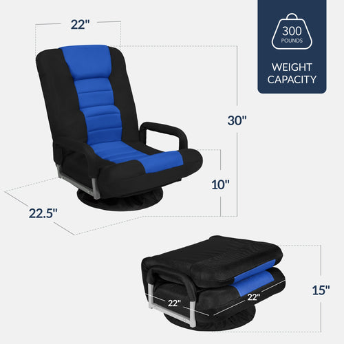 Gaming Floor Chair w/ 360-Degree Swivel, Armrest, Adjustable Backrest