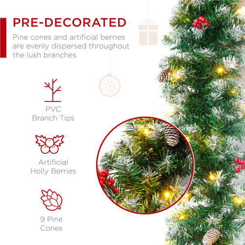 9ft Pre-Lit Christmas Garland w/ 50 Lights, Pine Cones, Berries