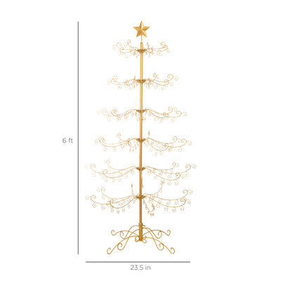 Wrought Iron Christmas Tree Ornament Display w/ Easy Assembly, Stand - 6ft