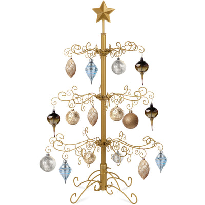 Wrought Iron Christmas Tree Ornament Display w/ Easy Assembly, Stand - 3ft