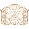 3-Panel Wrought Iron Metal Fireplace Screen Cover w/ Scroll Design - 55x33in