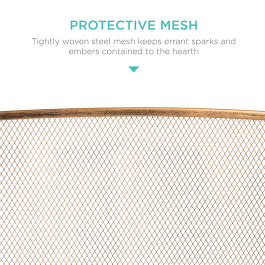 3-Panel Simple Steel Mesh Fireplace Screen w/ Worn Finish - 47.5x27.25in