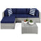 5-Piece Modular Wicker Sectional Conversation Set w/ 2 Pillows, Coffee Table