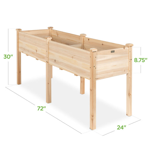 Raised Garden Bed, Elevated Wood Garden Planter Stand - 72x24x30in