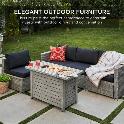 50,000 BTU Steel Propane Gas Fire Pit w/ Auto Ignition - 42in