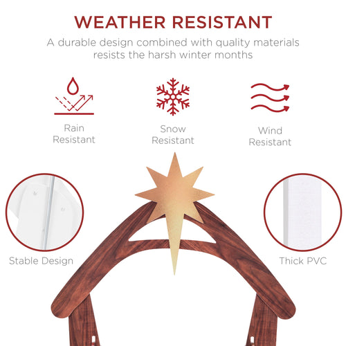 Christmas Nativity Scene Yard Decoration w/ Water Resistant PVC