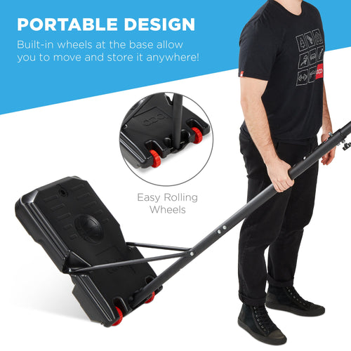 Kids Height-Adjustable Basketball Hoop, Square Backboard w/ 2 Wheels