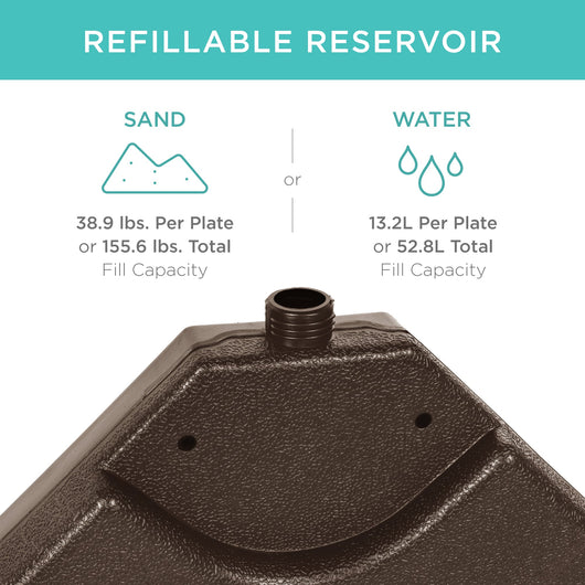 4-Piece Cantilever Offset Patio Umbrella Stand Square Base Plate Set