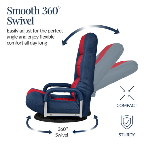 Gaming Floor Chair w/ 360-Degree Swivel, Armrest, Adjustable Backrest