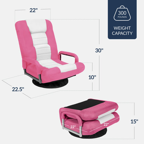 Gaming Floor Chair w/ 360-Degree Swivel, Armrest, Adjustable Backrest