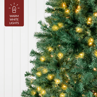 Premium Artificial Pre-Lit Pine Christmas Tree w/ 1,000 Tips, 250 Lights