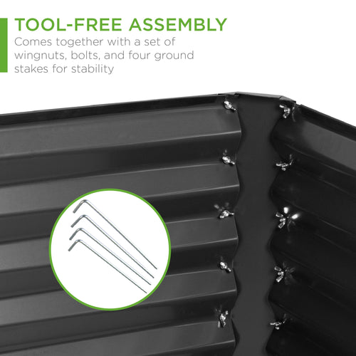 Outdoor Metal Raised Garden Bed for Vegetables, Flowers, Herbs - 8x4x2ft