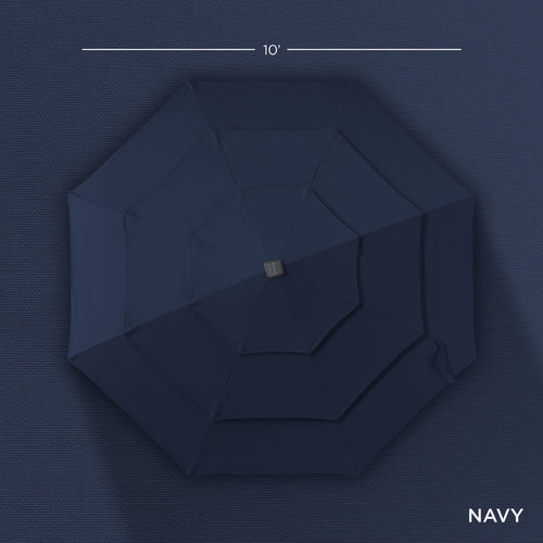 3-Tier Solar Patio Umbrella w/ LED Lights, Tilt Adjustment, Crank - 10ft