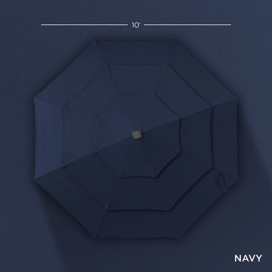 3-Tier Solar Patio Umbrella w/ LED Lights, Tilt Adjustment, Crank - 10ft