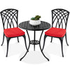 3-Piece Patio Bistro Set w/ Umbrella Hole, 2 Chairs, Polyester Cushions