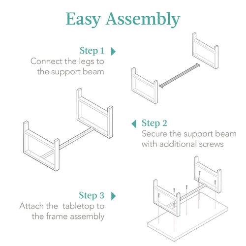 Modern Butcher Block Top Rectangular Coffee Table w/ Metal Legs - 44in