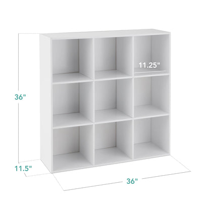 9-Cube Bookshelf Storage Display w/ 3 Removable Panels, Customizable Design