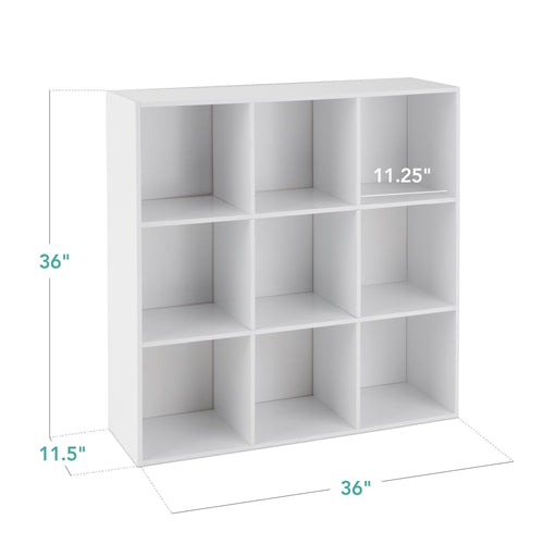 9-Cube Bookshelf Storage Display w/ 3 Removable Panels, Customizable Design