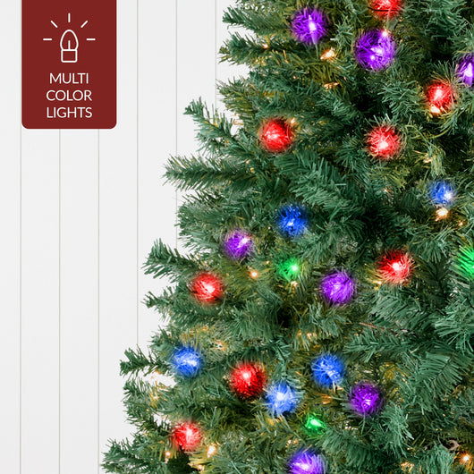 Premium Artificial Pre-Lit Pine Christmas Tree w/ 1,000 Tips, 250 Lights