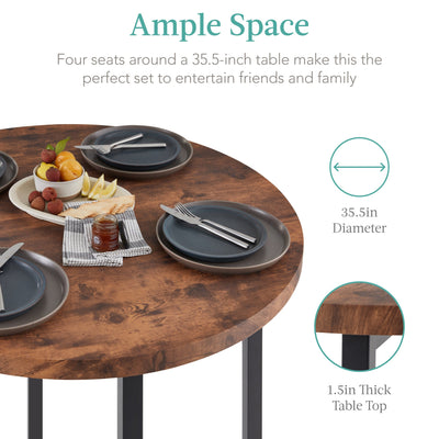 5-Piece Modern Round Counter Height Dining Set w/ 4 Chairs