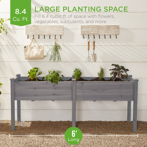Raised Garden Bed, Elevated Wood Garden Planter Stand - 72x24x30in
