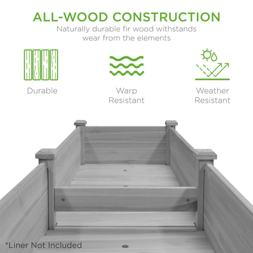 Raised Garden Bed, Elevated Wood Garden Planter Stand - 72x24x30in