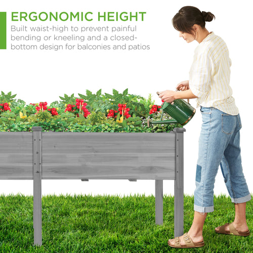 Raised Garden Bed, Elevated Wood Garden Planter Stand - 72x24x30in