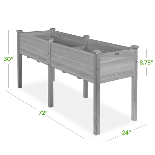 Raised Garden Bed, Elevated Wood Garden Planter Stand - 72x24x30in