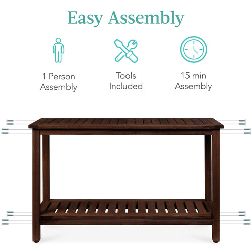 2-Shelf Wooden Console Table Storage Organizer w/ Natural Finish - 48in