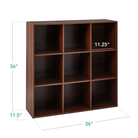 9-Cube Bookshelf Storage Display w/ 3 Removable Panels, Customizable Design