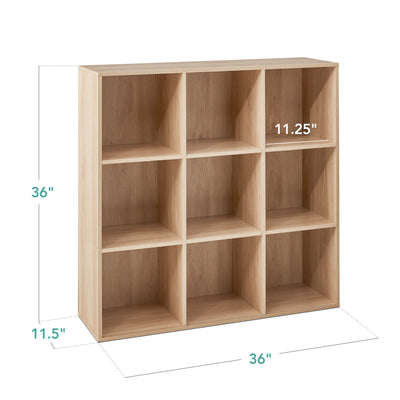 9-Cube Bookshelf Storage Display w/ 3 Removable Panels, Customizable Design