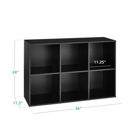 6-Cube Bookshelf, 11in Storage Display w/ Removable Panels, Customizable