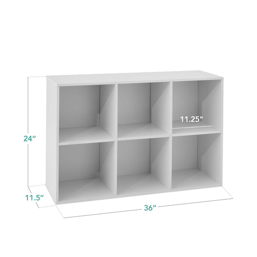 6-Cube Bookshelf, 11in Storage Display w/ Removable Panels, Customizable