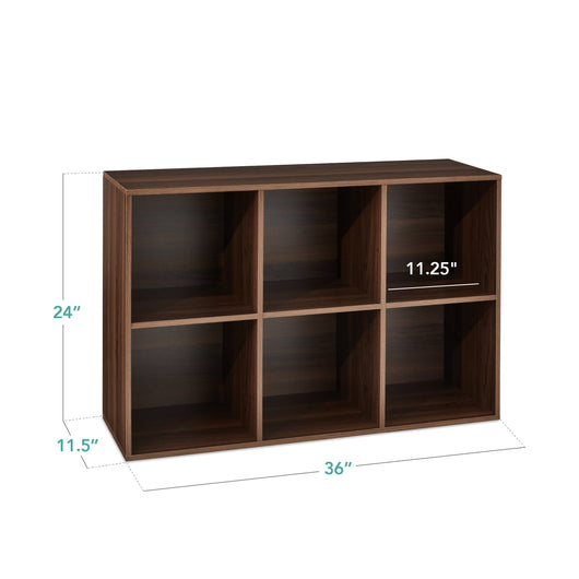 6-Cube Bookshelf, 11in Storage Display w/ Removable Panels, Customizable